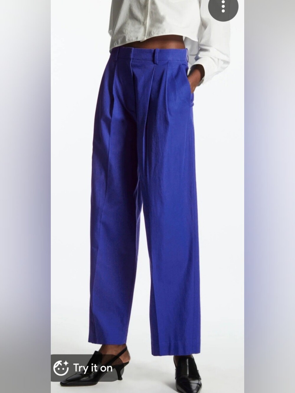 COS Pleated Wide-Leg Pants in Cobalt Blue